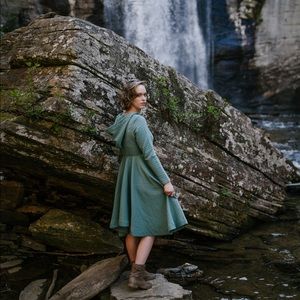 Quilted Hooded Linen Dress